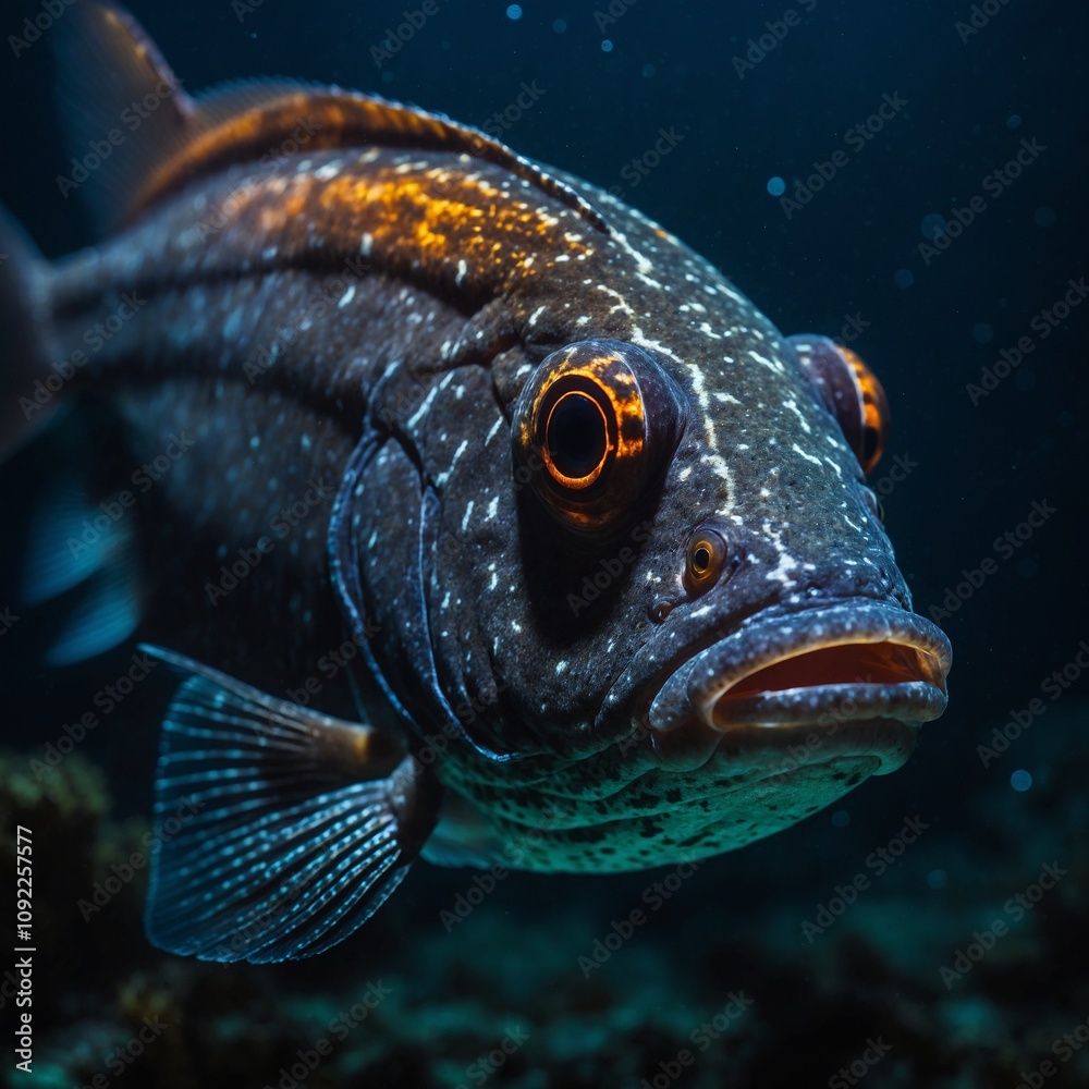 The glowing lanternfish is a small, bioluminescent fish found in deep ...