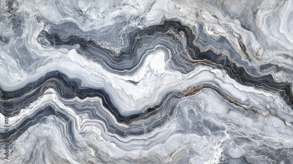 Fototapeta premium Monochrome gray abstract marble texture showcasing flowing waves and elegant stains in a fluid acrylic art design with intricate patterns.