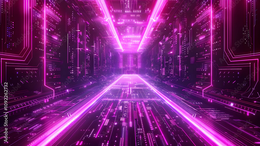Fototapeta premium Neon Circuit Abstract 3D Background