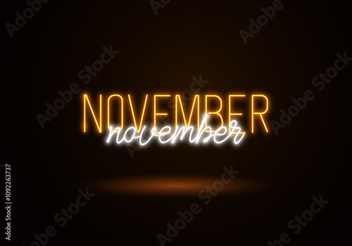 Hello November Handwritten Text Calligraphy Vector Illustration: Charming Design Perfect for Seasonal Greetings