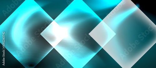 Dark neon colors with glass square shapes