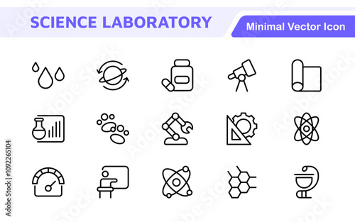 Science Icon Set. Iconl for Chemistry, Biology, Physics, Astronomy, Lab Projects, Research, Academic, Scientific Research, Laboratory Work, Academic Studies, Experiments, and STEM Education