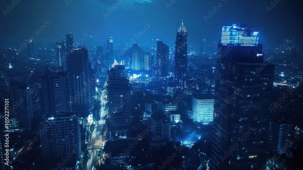 Bangkok modern skyline with iconic buildings like the King Power Mahanakhon Tower