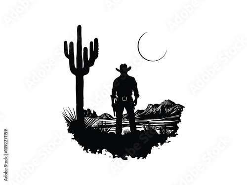 Wild West Cowboy Silhouette Designs for Rustic Themes photo