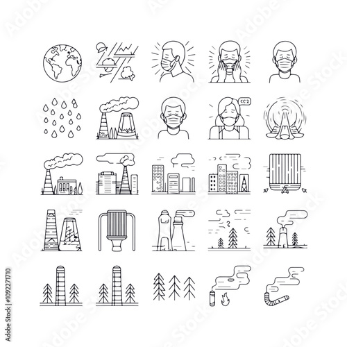 Pollution Icons Set Vector Design Illustration