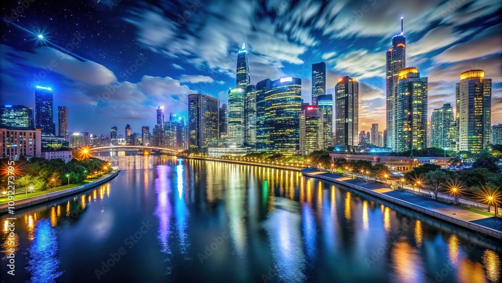 Fototapeta premium Exploring the city's nocturnal beauty through the lens.