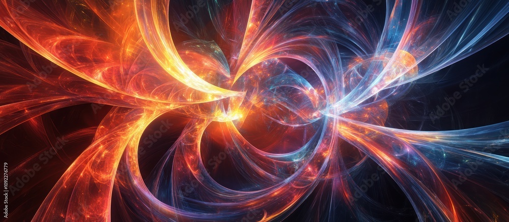 Abstract fiery and icy swirls, energy vortex. Abstract fiery and icy swirls, energy vortex.