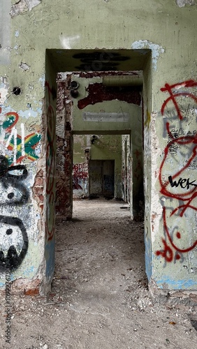 interior of an old abandoned building in Mozyr, Belarus photo