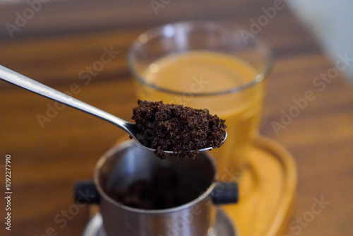 The nice taste of indonesian coffee in Purwokerto City, Central Java, Indonesia. It was taken on november 21, 2024 by a professional. It's a nice coffee with Indonesian culture photo