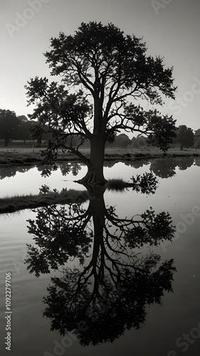 Tree reflection in monochrome 
