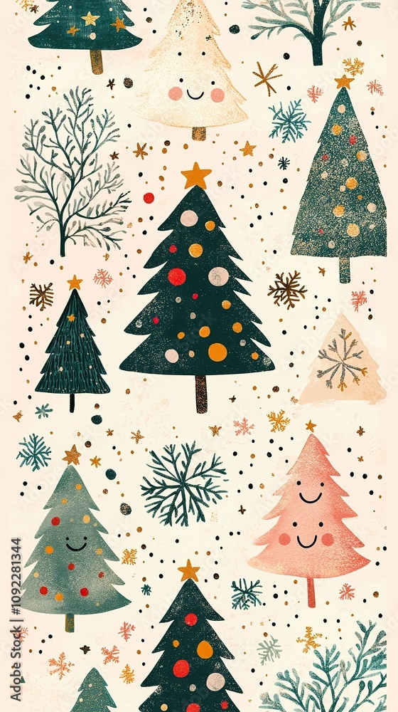 Obraz premium Festive Christmas Trees Winter Wonderland Design