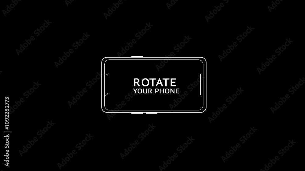Turn you Smart Mobile phone rotate device screen, Phone flip sign, Phone rotation from vertical to horizontal on black. portrait to landscape animation Phone Rotation animation. for Better Experience.