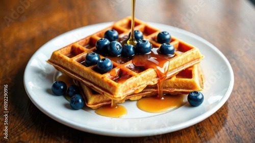 Viennese waffles with blueberries