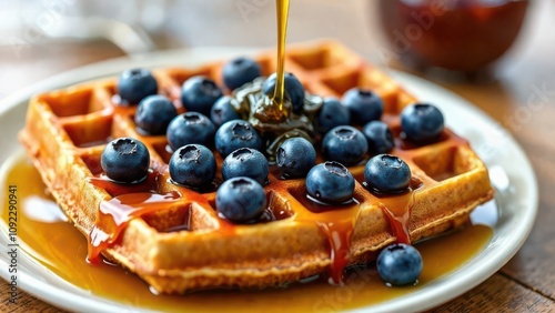 Viennese waffles with blueberries