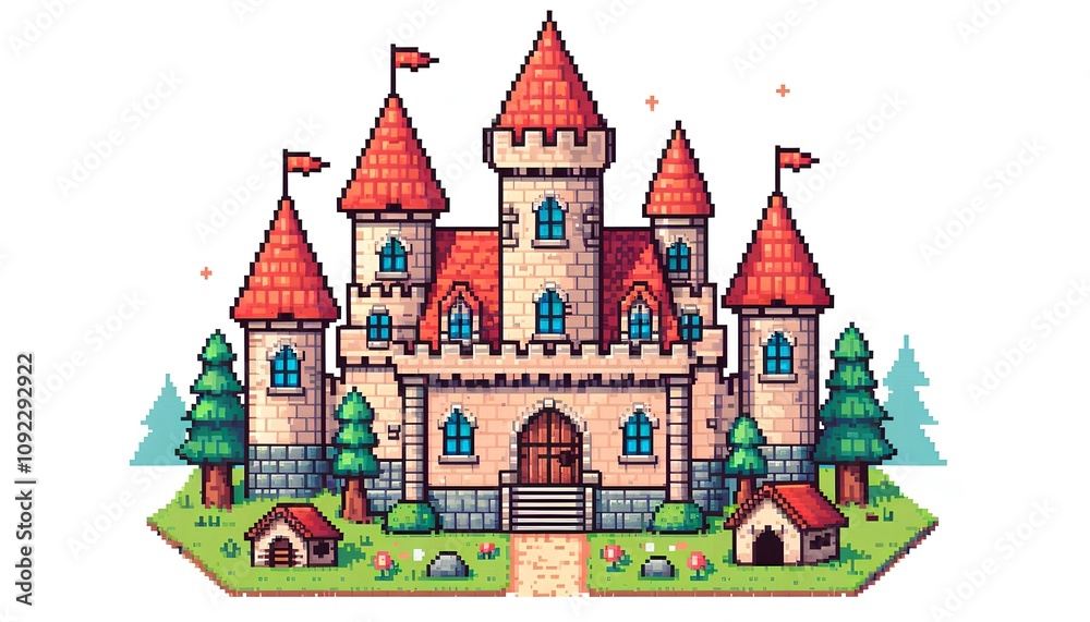 Charming Castle in Pixel Style Charming Castle in Pixel Style