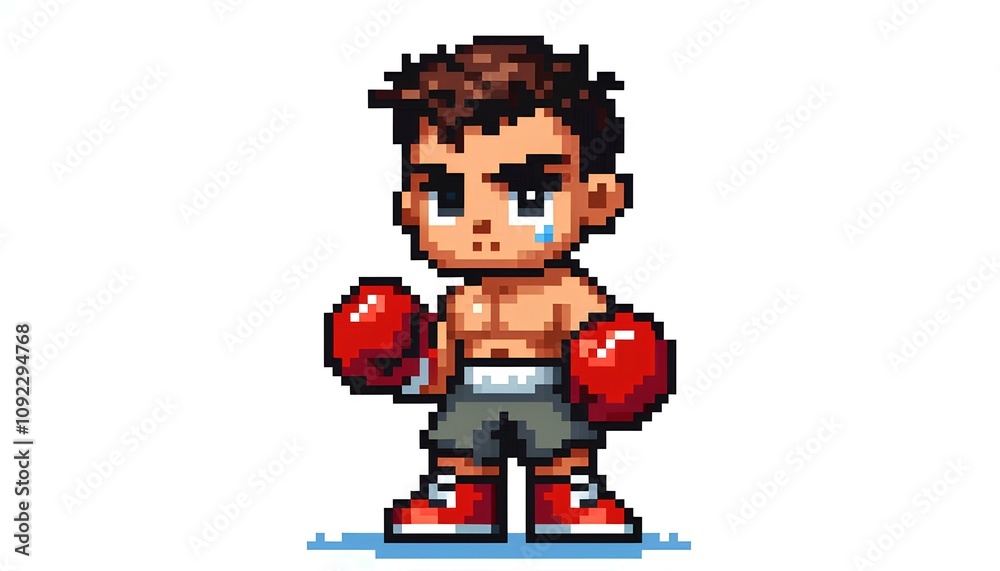 Retro Pixel Boxing Fighter Isolated Retro Pixel Boxing Fighter Isolated