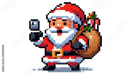 Santa Claus in Retro Pixel Art photo