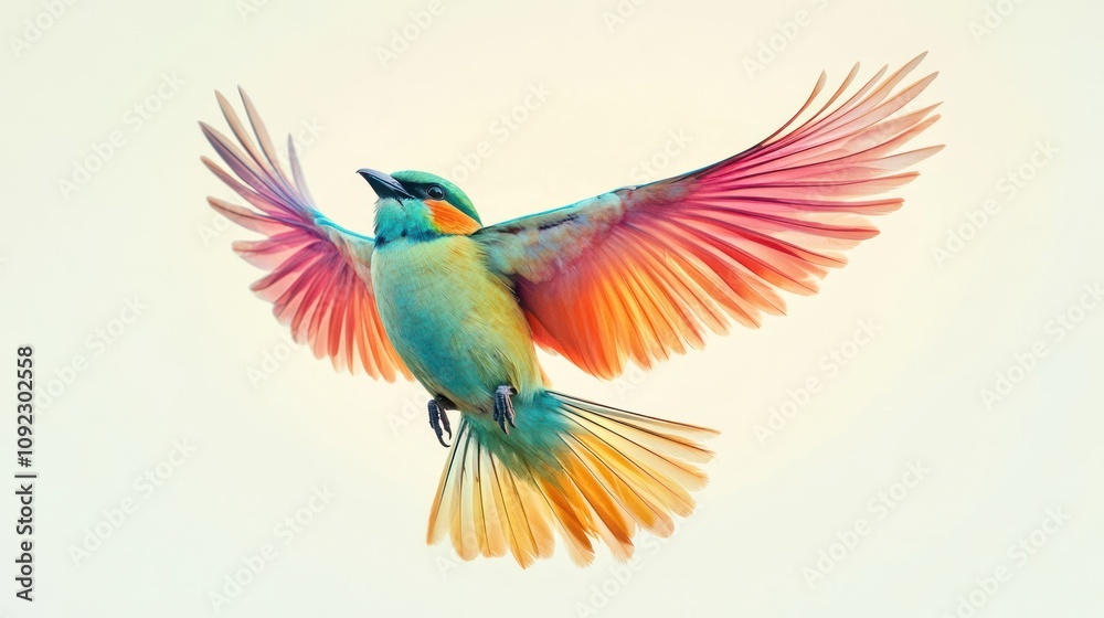 Fototapeta premium Colorful bird in flight.