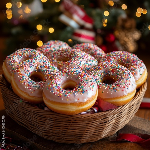 New Year's gifts, sweets, chocolate, donuts.