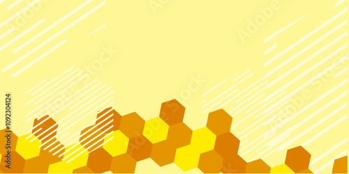 Honeycomb theme background in yellow and orange colors with copy space area