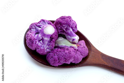 Purple cauliflower on white background.