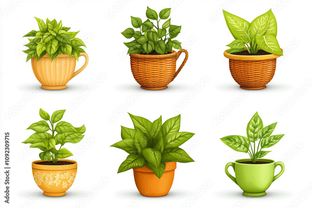 Fototapeta premium Plants in Ceramic Pots