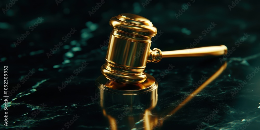 Close-up of a gavel on a polished surface, symbolizing justice and judgment in a courtroom setting. Close-up of a gavel on a polished surface, symbolizing justice and judgment in a courtroom setting.