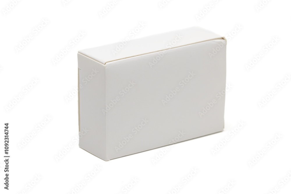 Fototapeta premium empty plain rectangle paper or cardboard box. small mock up box. Isolated in white background.