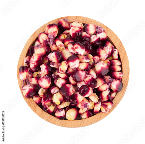 Fresh purple corn isolated on white background.