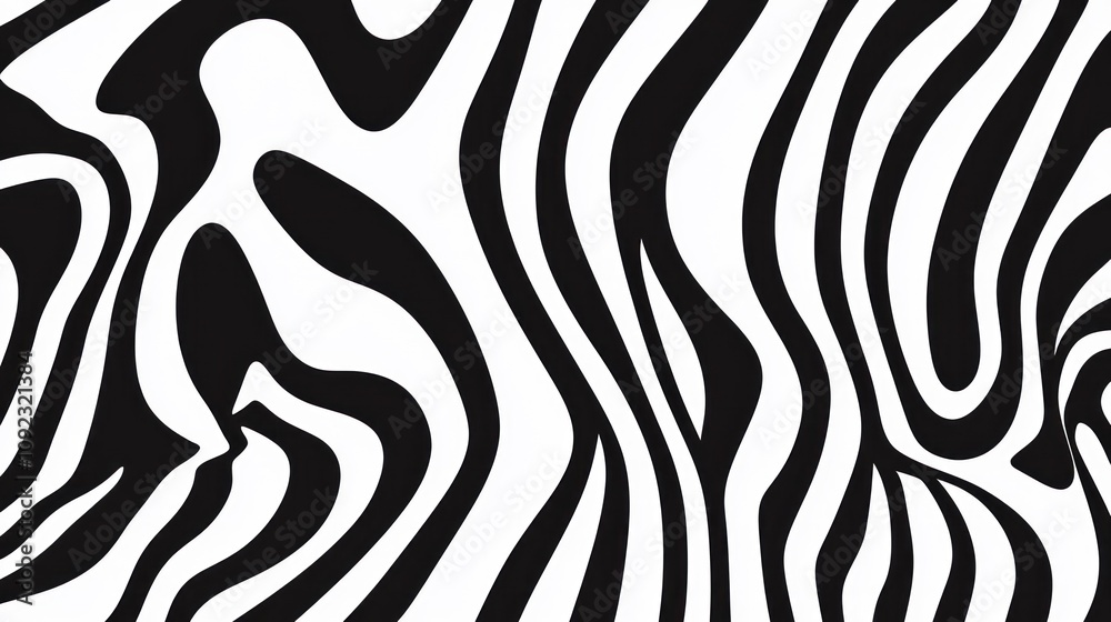 Fototapeta premium Abstract Black and White Wavy Stripes Pattern