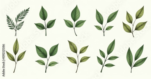 A Collection of Various Green Leaves Illustrating Nature's Diversity