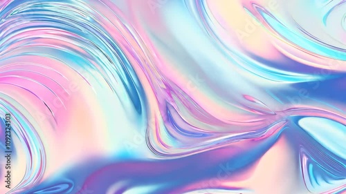Abstract holographic liquid wave surface with ripple and swirl. 3d animation of seamless loop