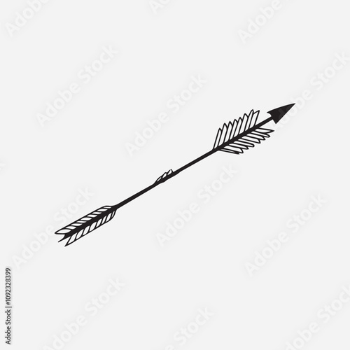 A Single bow and arrow Silhouette