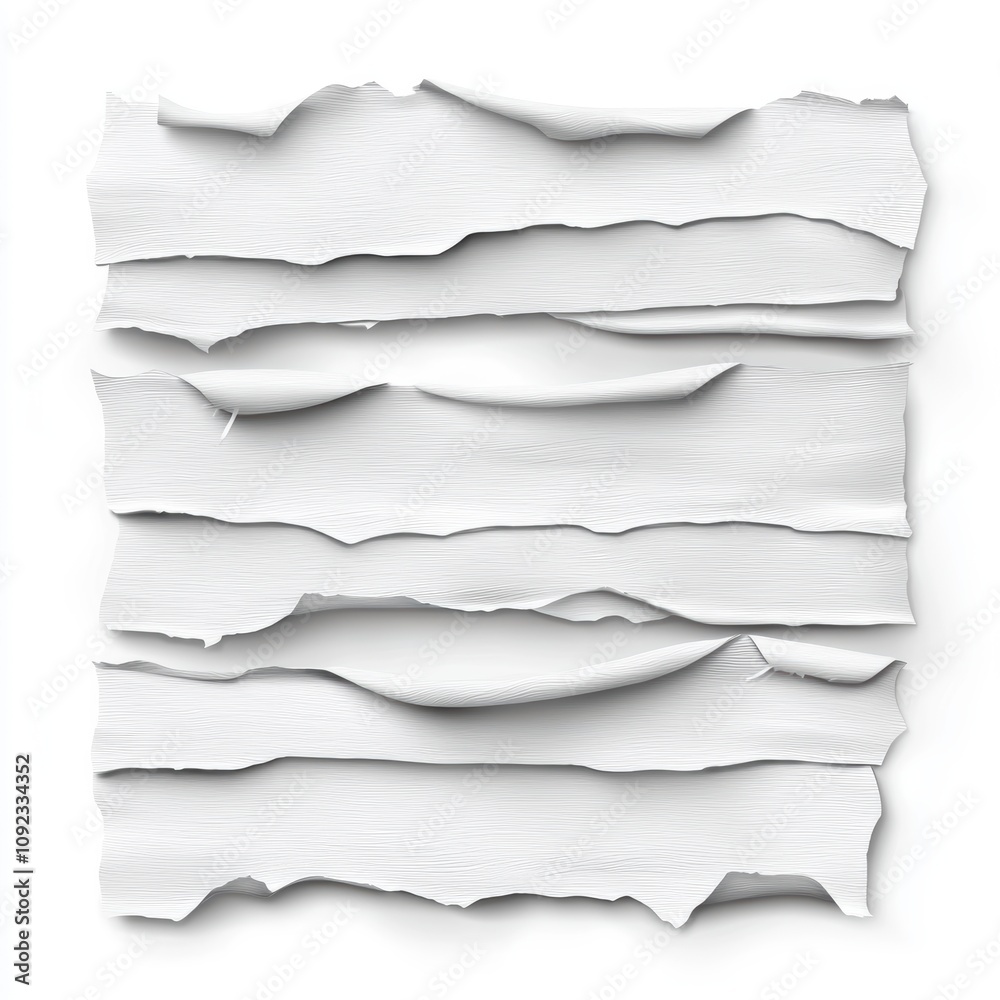 Fototapeta premium Abstract arrangement of ripped white paper clean aesthetic with natural textures great for modern and creative designs