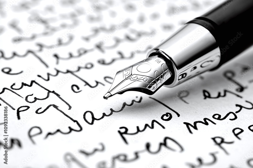 Fototapeta premium Fountain Pen Writing on Paper