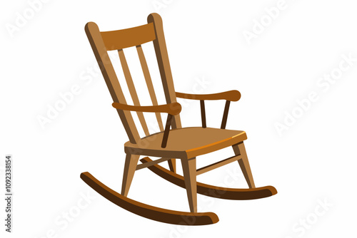 Old wooden rocking chair on white background, right side view
