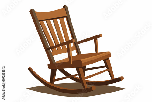 Old wooden rocking chair on white background, right side view photo