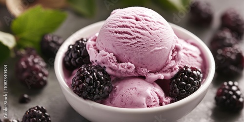 Enjoying mulberry ice cream while relaxing on a holiday, this image captures the joy of chilling and savoring delightful flavors of mulberry ice cream during vacation moments. photo