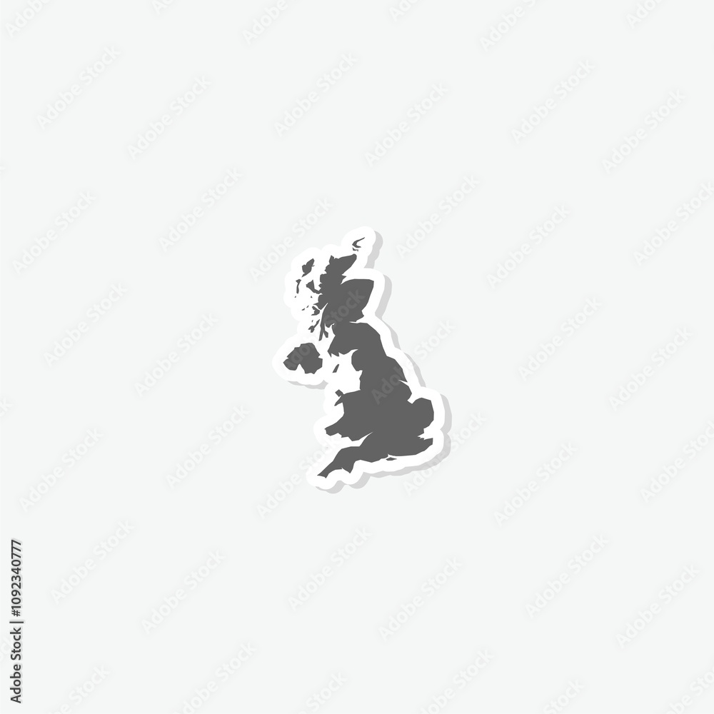 Map of United Kingdom icon sticker isolated on gray background Map of United Kingdom icon sticker isolated on gray background