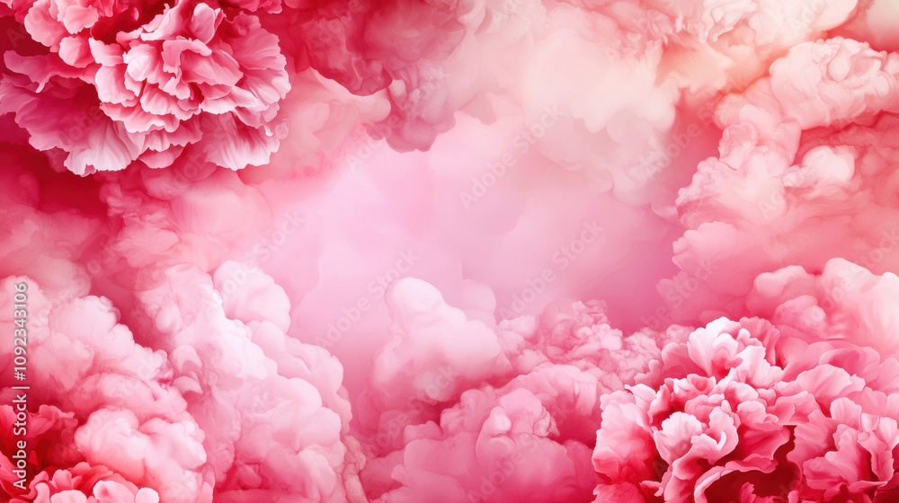 Fototapeta premium Soft pink floral clouds create dreamy, artistic background