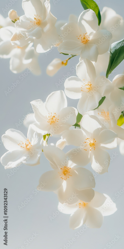 Fototapeta premium Elegant White Jasmine Blossoms in Sunlit Garden