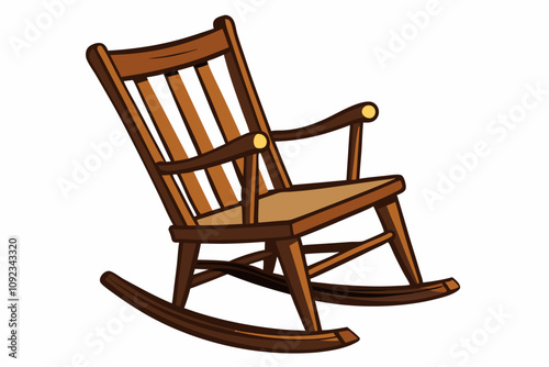 Old wooden rocking chair on white background, right side view photo