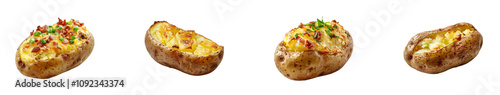  Loaded Baked Potato Set on Isolated Transparent Background - PNG Image photo