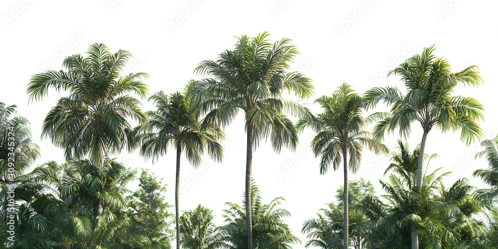 Fototapeta premium Tropics palm trees cutout backgrounds 3d rendering