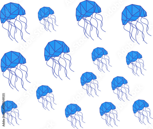 Jellyfish design, Jellyfish vector, 
Geometric jellyfish background