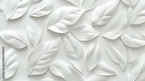 A close-up view of white leaves arranged in a textured pattern against a subtle background, creating a serene and calming atmosphere. photo