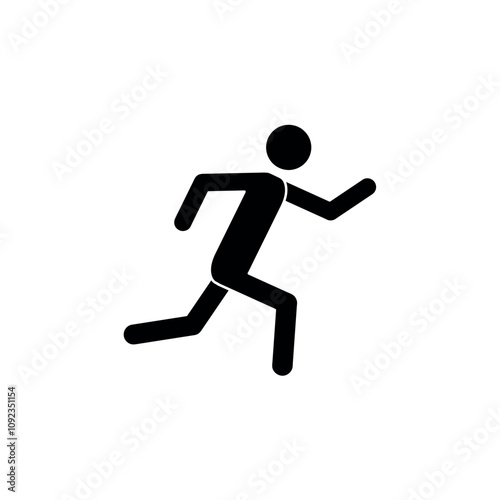 stick man running, pictogram of the figure of a running man, healthy lifestyle, sports, illustration on a transparent background