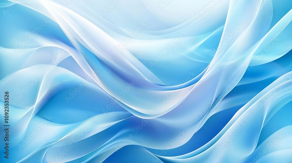 Obraz premium Soft light blue gradient background with flowing curved pattern graphics for illustration, graphic design, web design, marketing materials, presentations, and creative projects