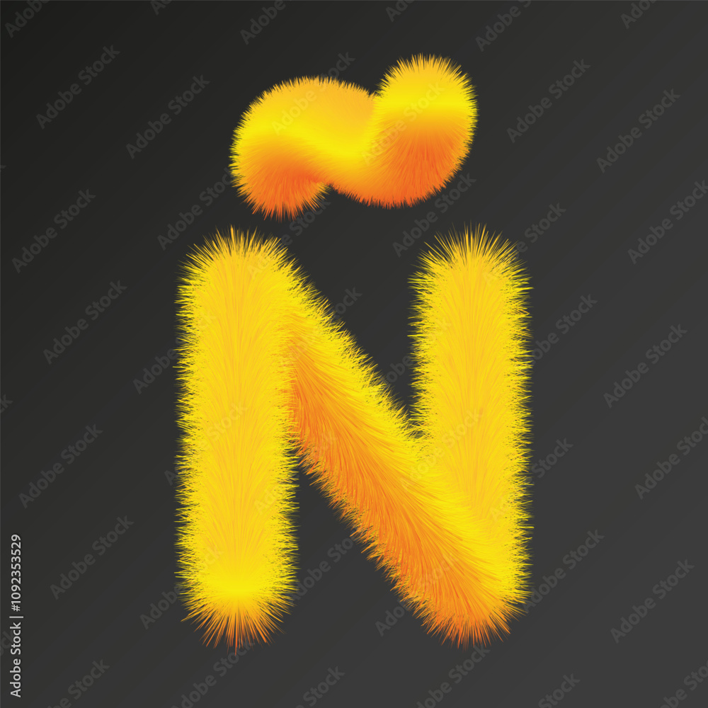 Fototapeta premium Orange N Letter Alphabet Ñ Icon Or Logo vector