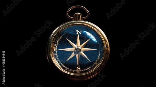 A Golden Compass Points North Against A Dark Background photo